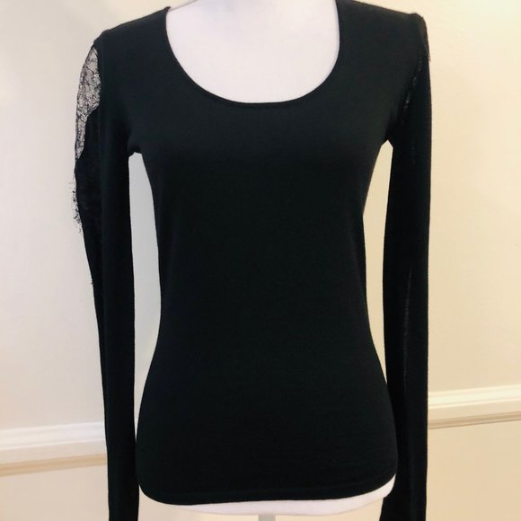 Emilio Pucci Black Open Neck Wool & Lace Sweater S - Picture 1 of 8